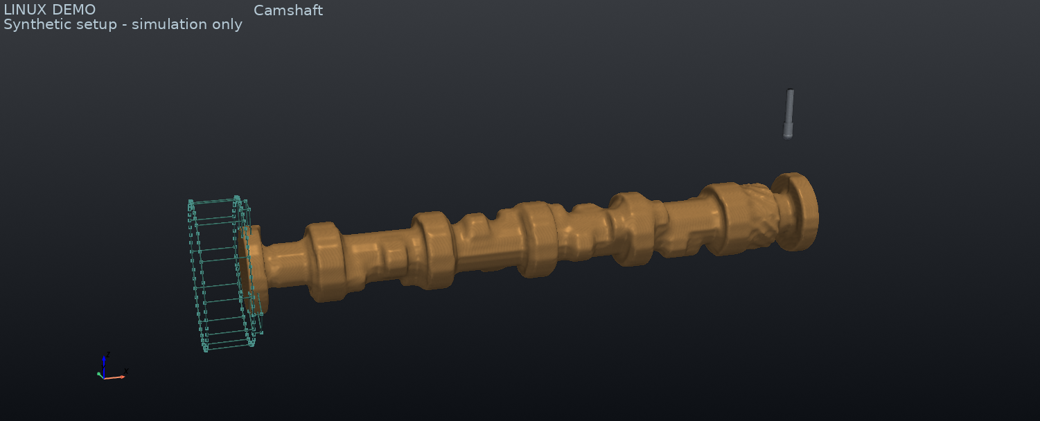 Linux demo: v8-style camshaft in the RotatoCAM stock simulation