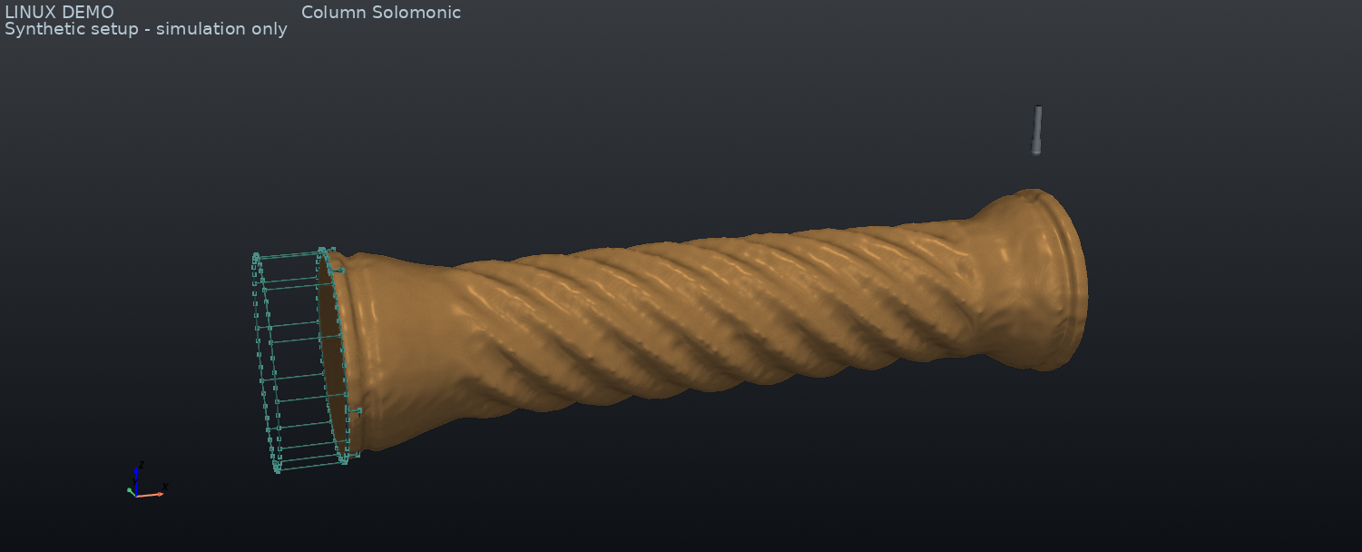 Linux demo: twisted column in the RotatoCAM stock simulation