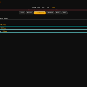 DeskPOP leaderboard with demo competitors, stage points and overall standings