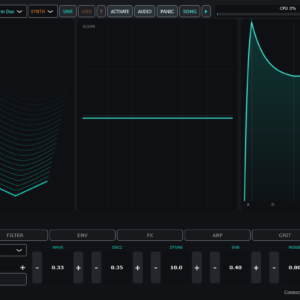 Silverback Windows standalone synthesizer showing the Sound controls and wavetable view